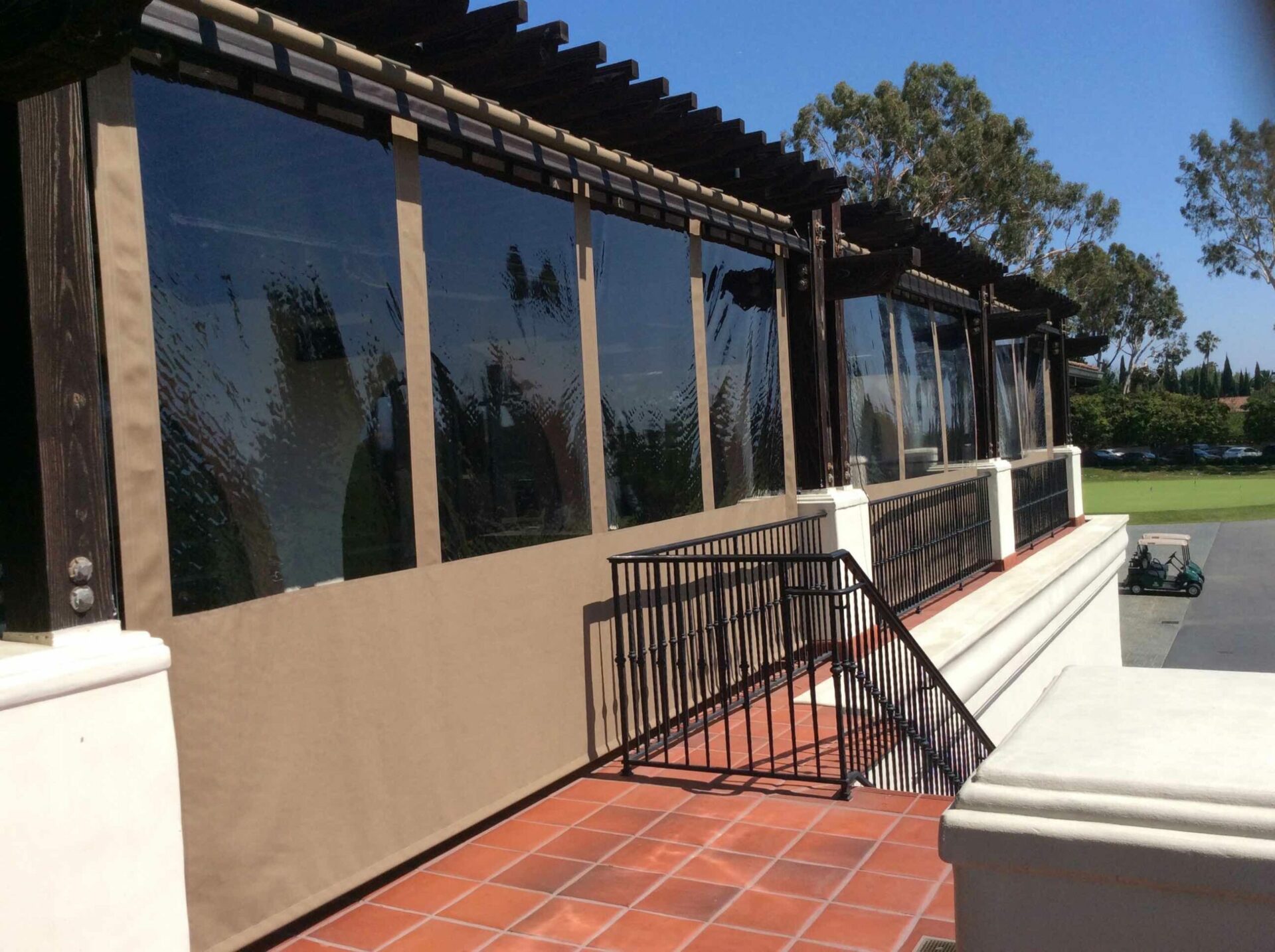 Patio curtain on a golf course