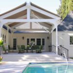 Retractable Skylight awnings over a backyard pool